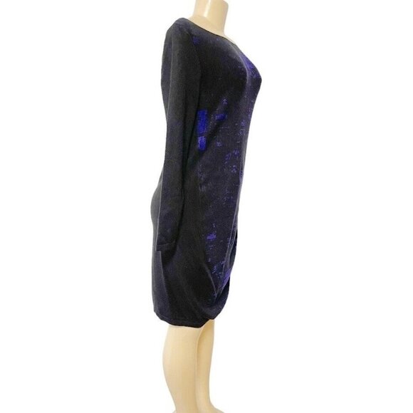 Elie Tahari Design by Nation Sweater Dress Chenille Mix Knit Black Blue Combo - Picture 5 of 12